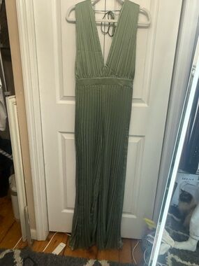 Abercrombie & Fitch Olive Green Pleated Jumpsuit